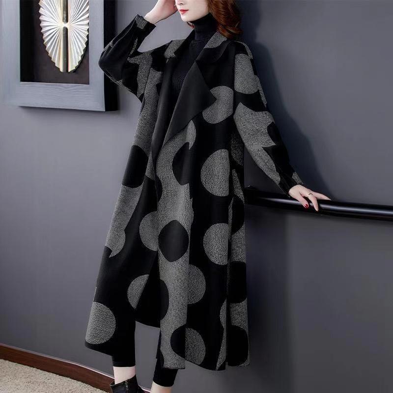Hohe Qualität Mode Herbst Winter frauen Woolen Lange Mäntel Lose Mittleren Alters Mutter Übergroßen Plaid Cape Drop-schulter wolle