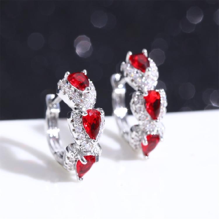 Elegant Hoop Earrings with Zirconia Sophisticated Zirconia Hoops Ear Rings for Women Suitable for Formal Event