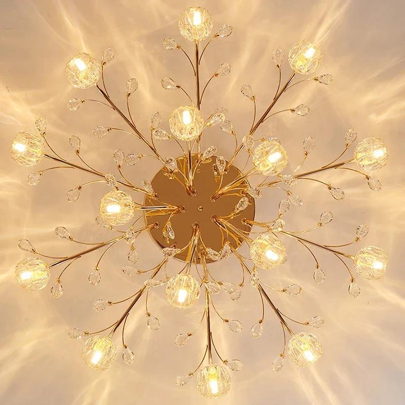2024 New Living Room LED Ceiling Light Glass Flower Ceiling Light Nordic Room Decoration Bright Colors Bedroom Crystal Light