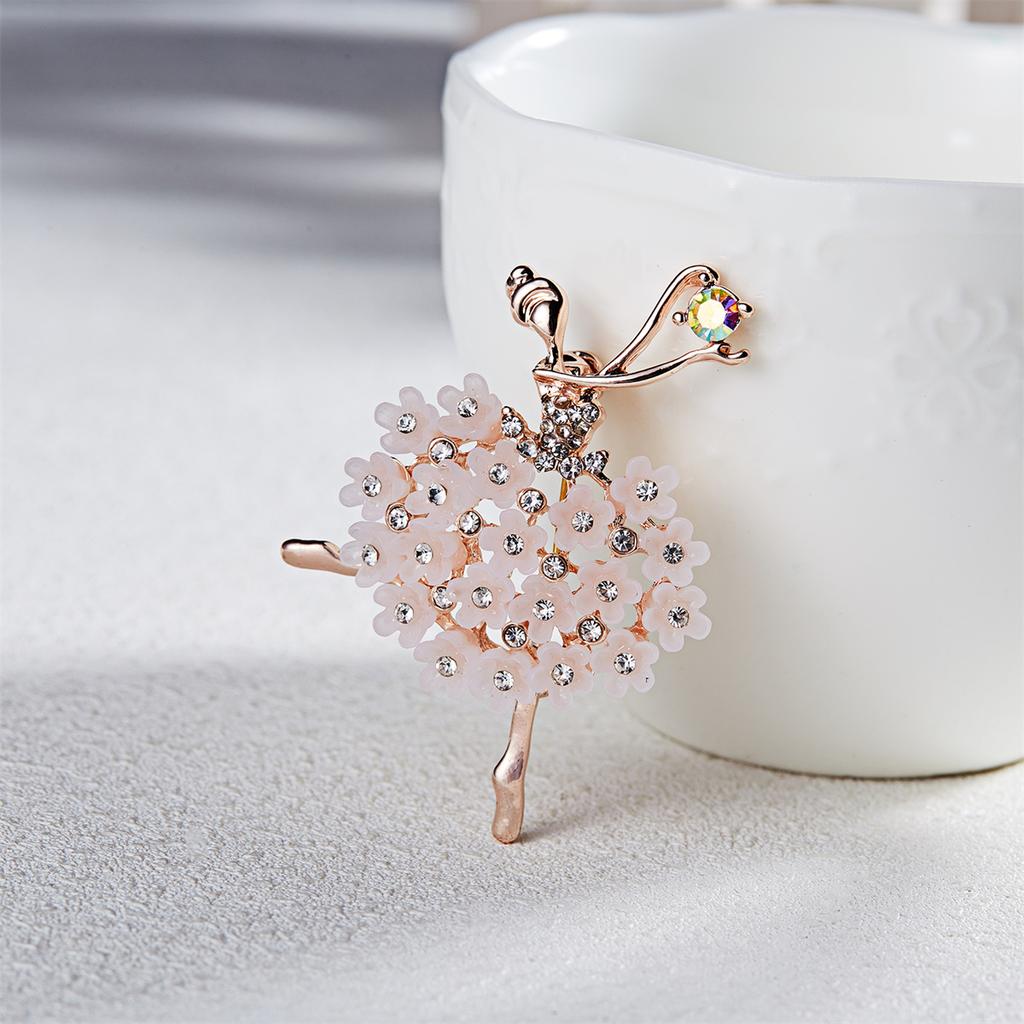 Elegant Flower Dress Dancer Girls Brooches For Women Cute Figure Shaped Lapel Pins Wedding Corsage Party Jewelry Gifts
