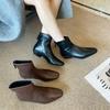 888-8 French 2025 new autumn and winter retro fashion boots rear zipper fleece thin thick heel short boots women