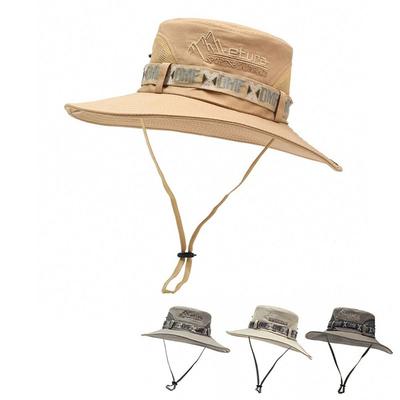 Summer Men Bucket Hat Outdoor UV Protection Wide Brim Panama Cap Mesh Fisherman Hat Beach Sunscreen Cap Hiking Fishing Camping