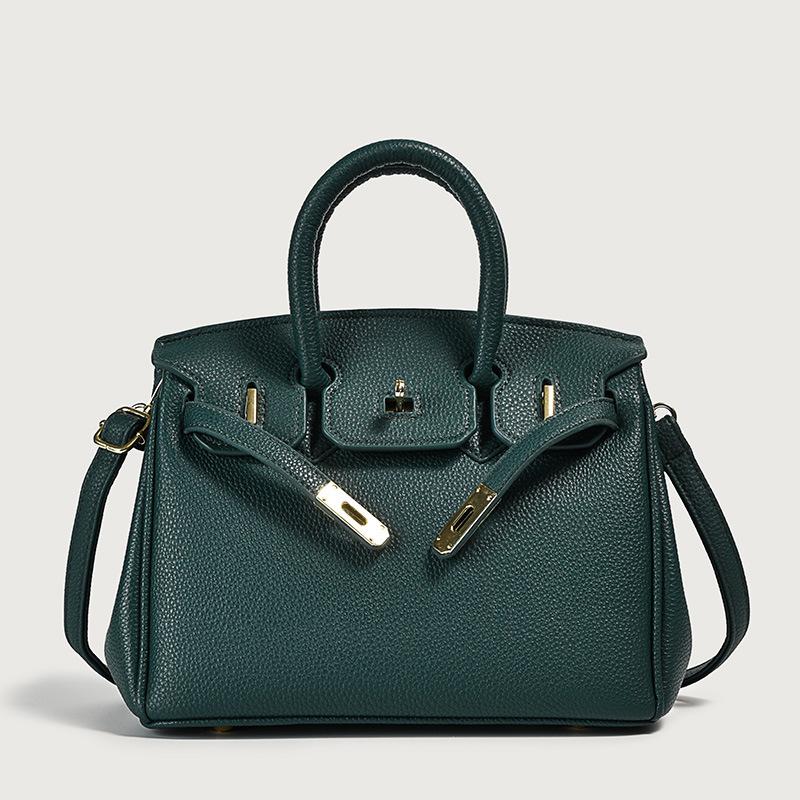 New Lychee Pattern Small Silk Scarf Lock Platinum Bag Portable Shoulder Oblique Span Women's Bag