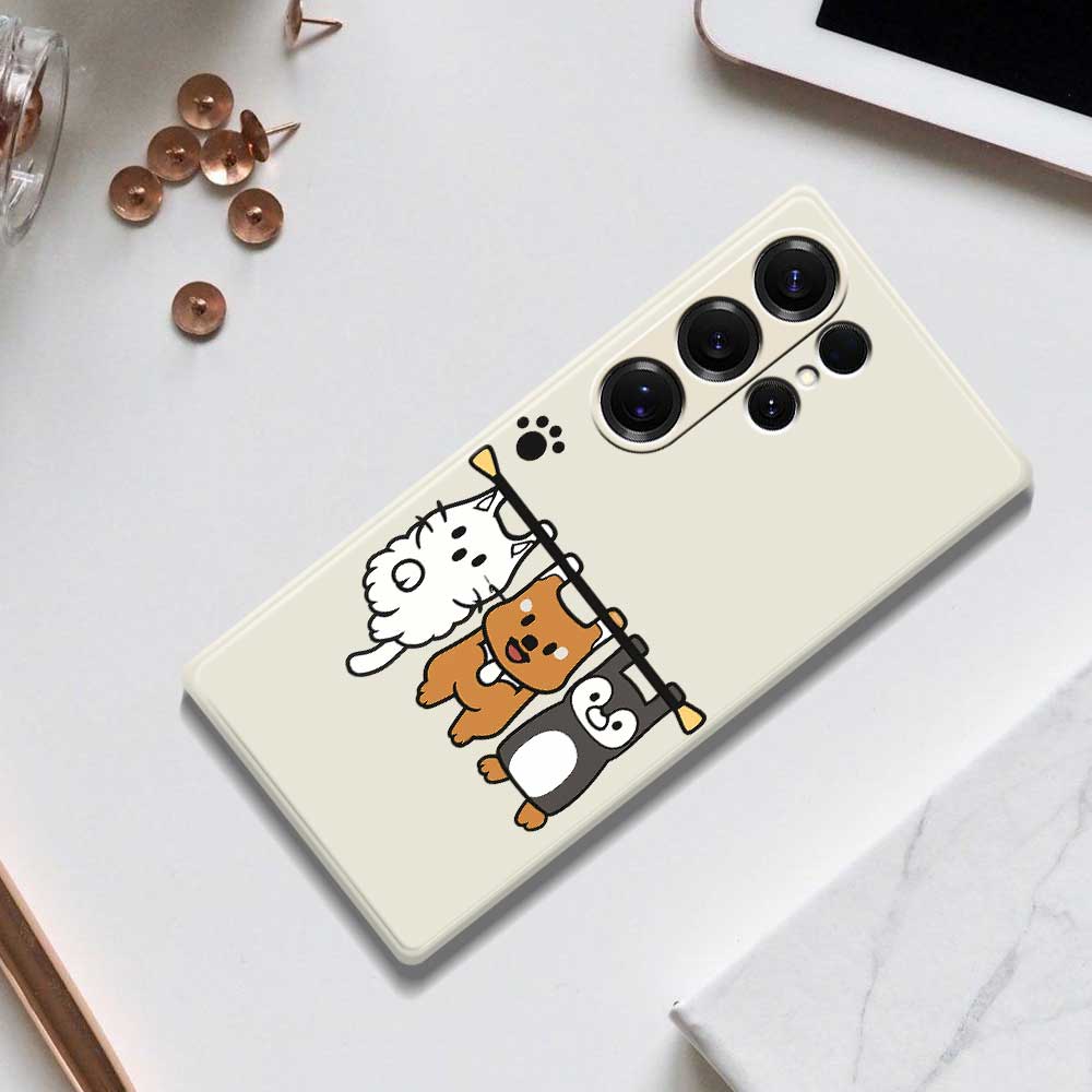 For Samsung Galaxy S25 Ultra Case Three Animal Dolls Pattern Printing Straight Edge TPU Phone Back Cover