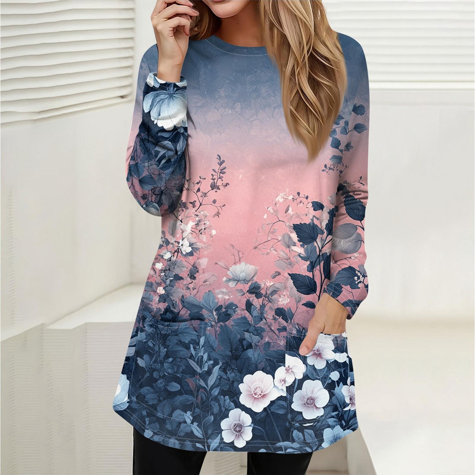 

Женская толстовка, пуловер, спортивная одежда, карман, принт, повседневный топ с круглым вырезом и длинными рукавами XL синий