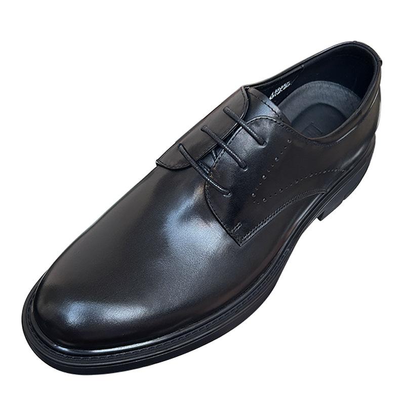 Round Head Leather Shoes Men'S Business Dress Leather Breathable British Casual Derby Shoes Men'S Wedding Shoes Men'S Leather Shoes