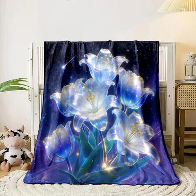 Multi-Sizes Beautiful Crystal Flowers Pint Warm Comfortable Blanket Home Travel Camping for Adults and Kids Luxury Gifts