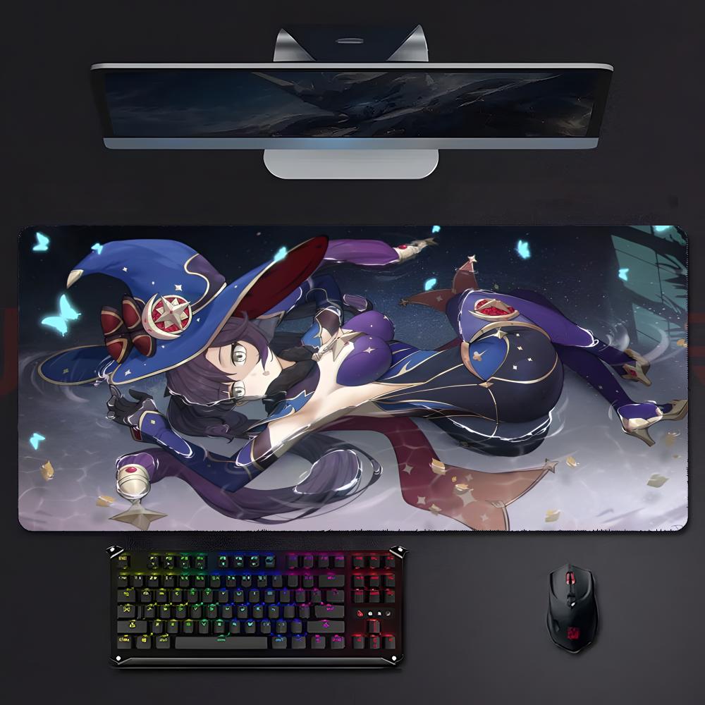 Mysterious Pretty Game Genshin Impact Mona Mouse Pad Large Gaming Mousepad With Stitched Edges Thickened Desk Mat Pc