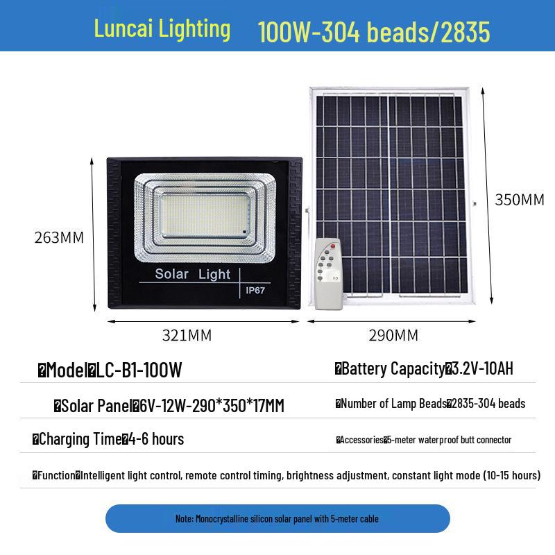 Wasserdichter Solar-Flutlichtstrahler für den Außenbereich - Automatischer Dämmerungssensor für Hof- und Straßenbeleuchtung