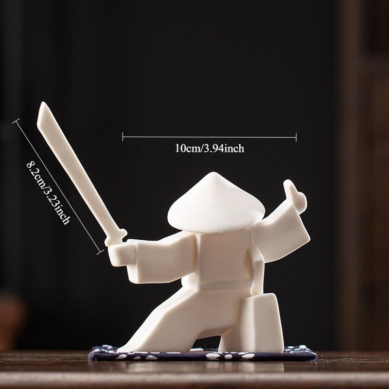 2pcs Ceramic Samurai Figurine Incense Burners Traditional Japanese Style Candles, Multipurpose Home Decor for Tea Ceremonies, Altar Display