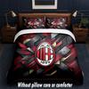 Set Biancheria da Letto AC Milan Design 1 Copripiumino + 2 Federe Morbido Traspirante Biancheria da Letto per la Casa