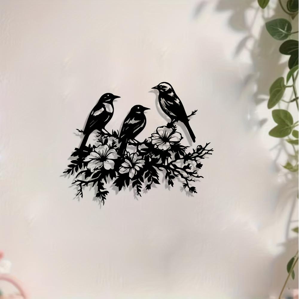 Bird and Floral Metal Wall Art, Nature Themed Decorative Mural for Easter Thanksgiving Gift, Weather Resistant Outdoor Home Decor