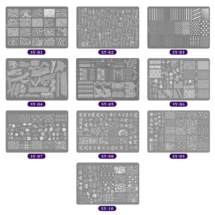 Home Manicure Nail Stamping Plate with Etched Metal Nail Art Templates, Reusable Nail Art Tool for Precise Pattern Transfer