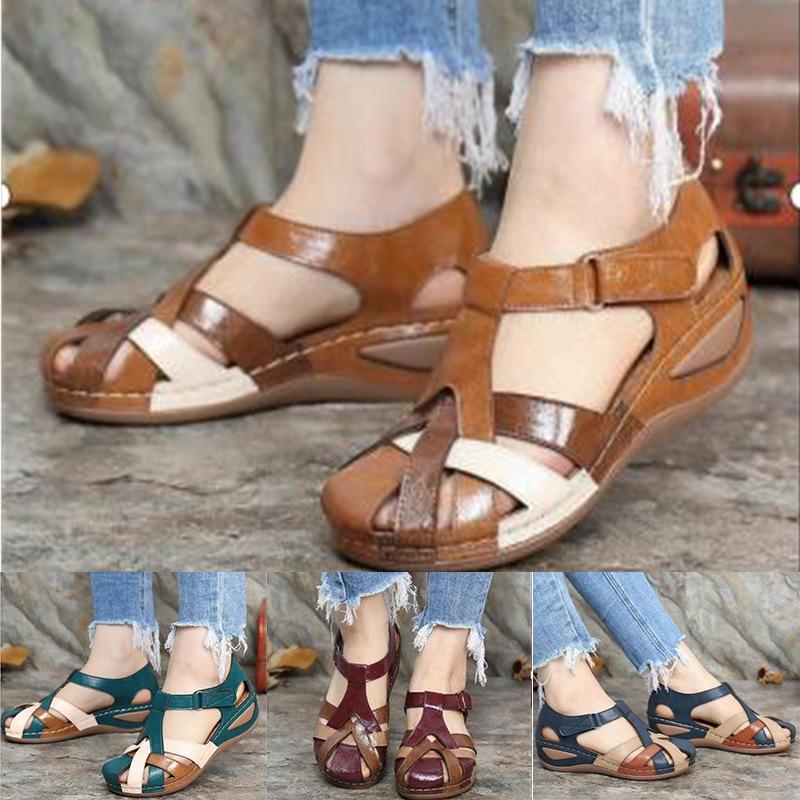New Summer Women Premium Orthopedic Open Toe Sandals Female Slippers Vintage Anti-slip Breathable Slippers Plus Size Sandals