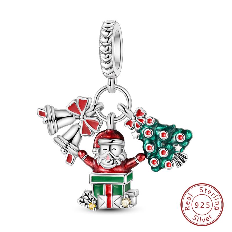 Original Copper Charms Beads Winter Snowflake Snowman Igloo Penguin Pendant Fit Bracelet Women Jewelry Gift