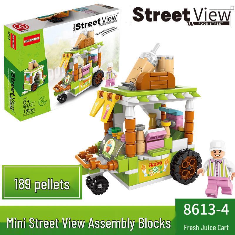 Lego-Compatible Street View Snack Street Mini City Building Toys for Kids - Creative Gifts for Boys & Girls