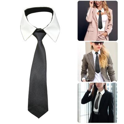Klassischer abnehmbarer Studenten-Choker falscher Kragen mit schwarzer Halsbinde vorne für Damen Schuluniform Blusen-Accessoire