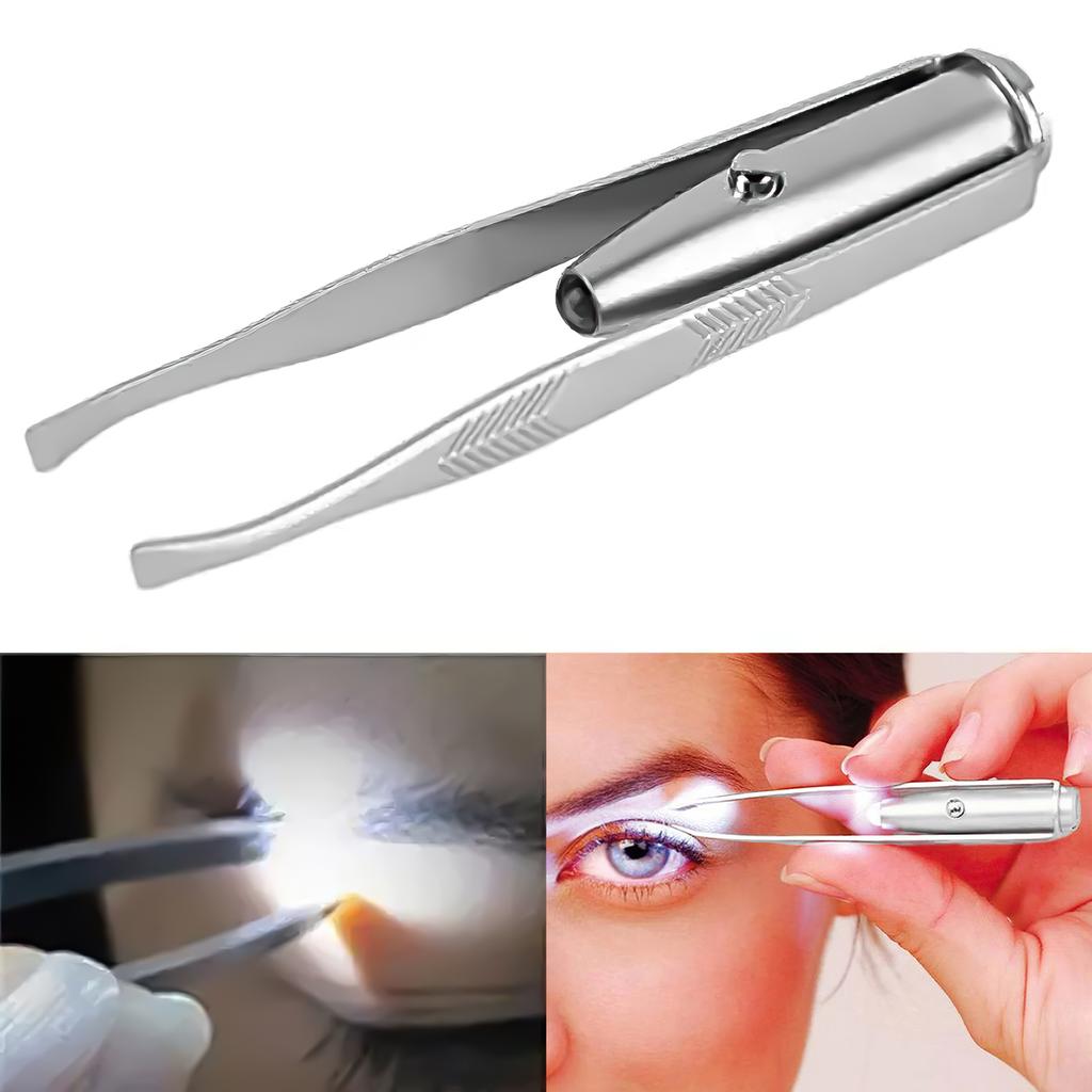 Portable Stainless Steel Eyebrow Clip Arrow Pattern Anti-skid Handle Tweezers for Facial Hair & Ingrown Hair Removal