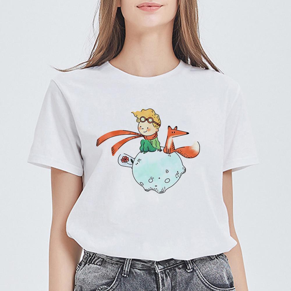 Hip Hop Little Prince Women T-Shirt Summer Cute Top Female T Shirt Harajuku Streetwear O-Neck Casual Clothing Ladies Tee Shirts