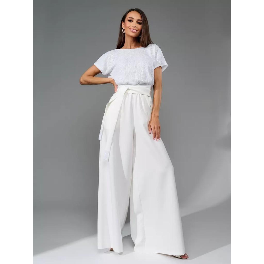 

Жіноче весілля, наречена, подружки нареченої, елегантна вечірка з паєтками, короткі рукави, довгий комбінезон, комбінезон. L білий