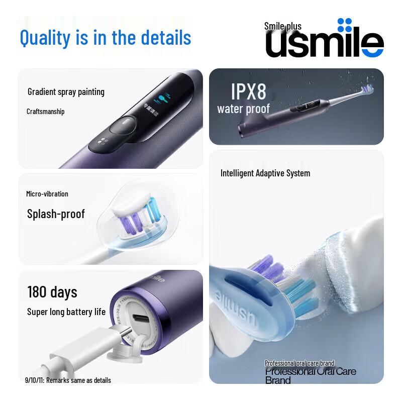 usmile F10Pro 2nd Gen Sonic Electric Toothbrush CN Plug (adapter Included)