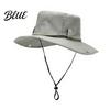 Unisex Foldable Summer Hat Wide Brim Bucket Hat  UV Protection Sun Waterproof Quick Dry Fishing Adjustable Windproof Cap with Wind Lanyard &