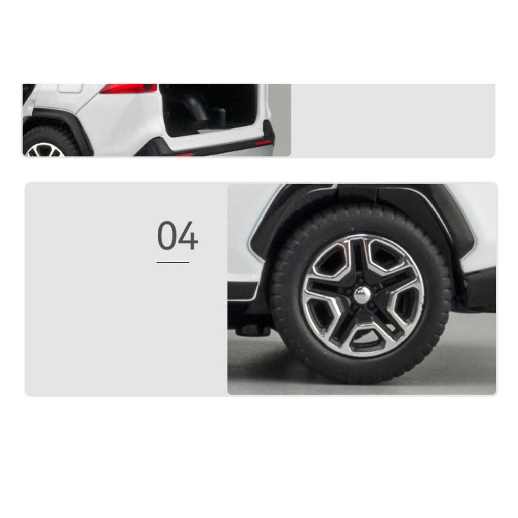 1/32 Toyota RAV4 SUV 2023 Alloy Die Cast Toy Car Model Sound and Light Pull Back Children's Toy Collectibles Birthday Gift