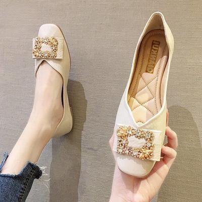Woman Flats with Crystals Square Toe Rhinestone Shoes for Women Diamond Moccasins Elegant Party Vacation On Promotion Spring E L