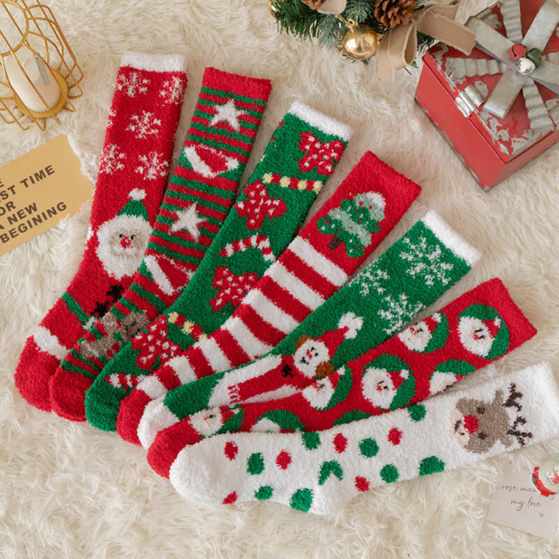 Soft Winter Microfiber Christmas Sleep Knee Socks