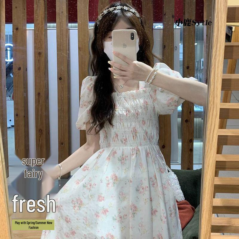 Moonlit Floral First Love Dress - White Fairy, Forest Style, Sweet French Summer Long Dress
