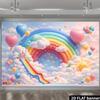 2D Rainbow Cloud Castle Tapestry, Colorful Balloon Kids Room Background