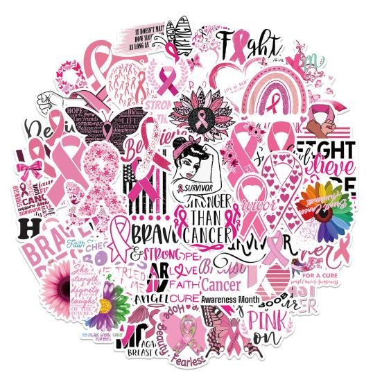 50 ks samolepky Breast Disease Awareness Růžová samolepka Love Believe Fight Samolepicí samolepka pro domácí dekoraci