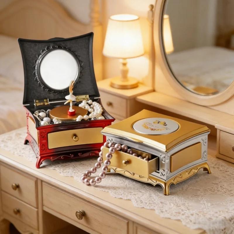 Classic Rotating Ballerina Music Box Hand Crank Jewelry Box With Drawer Elegant Style Christmas Gift For Girls And Music Lovers