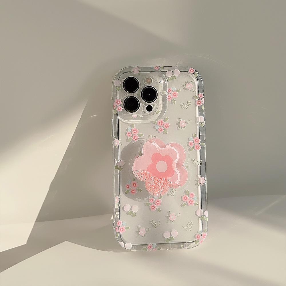 Crushing Flowers Quicksand Stand 14promax IPhone Case 13 Transparent Iphone15 Suitable for 11 Dopamine 16