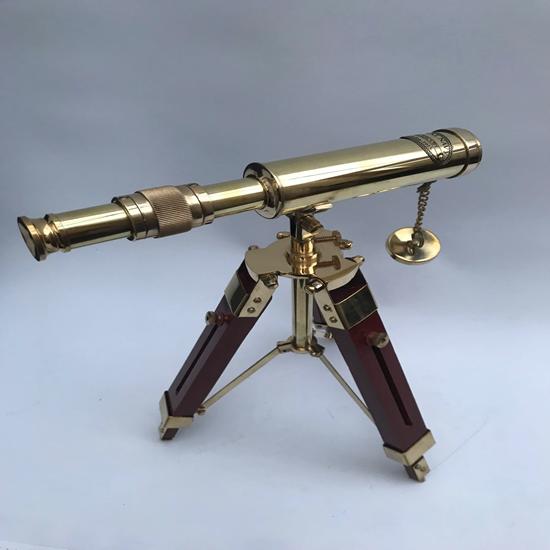 25,4 cm nautische Marine Spyglass Messing Teleskop auf Holz Dreibeinständer