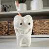 Unique Desk Accessories 3D Printed Smiling Tooth Toothbrush Holder, Funny Dental Figurine, Small Sculpture Creative Shaped Storage Stand for Bathroom