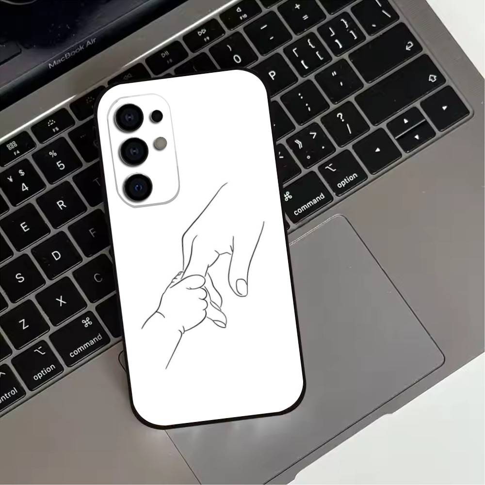 Baby Mom Dad Family Hand Phone Case For Samsung S25,S24,S21,S22,S23,S30,Ultra,S20,Plus,Fe,Lite,Note,10,Black Cover