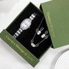Women's Diamond Watch Set: Elegant Quartz Watch, Necklace & Earrings for Valentine's Day, Gift Box Included