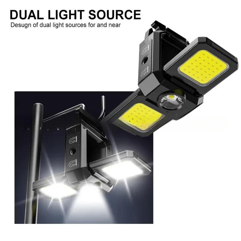 Small LED Flashlight Keychain Light USB Rechargeable Torch Work Light Multifunctional Portable COB 90 ° Rotation Camping Lantern