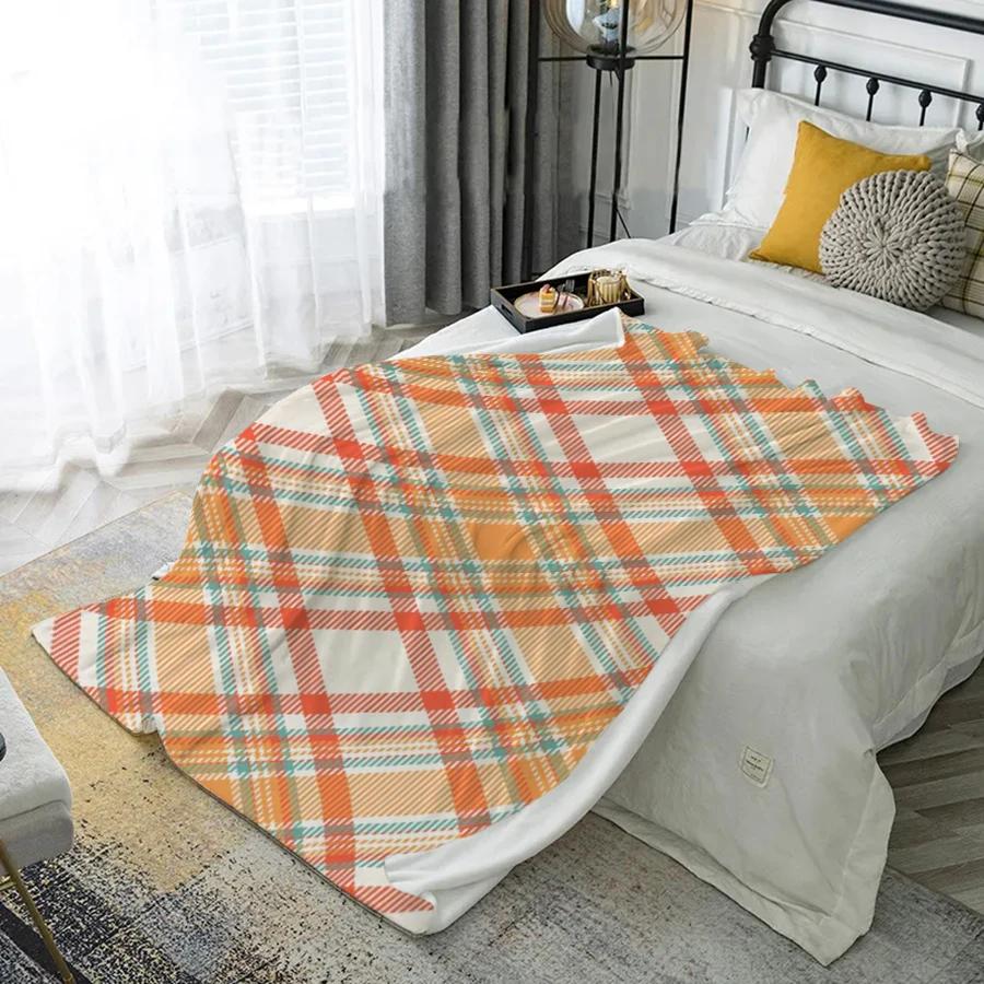 Colorful Plaid Blanket Microfiber Flannel Cover Blanket Bedroom Living Room Sofa Soft And Comfortable Home Decoration