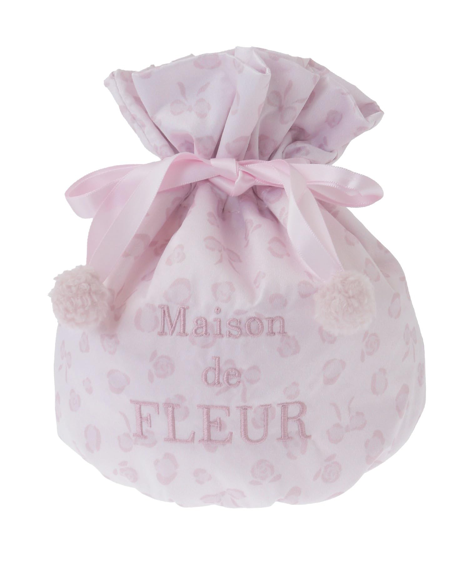 Maison de FLEUR Сумка-мешок с завязками, леопардовый принт с лентой, светло-розовый, размер F, Сумка-мешок на завязках, 08000554600