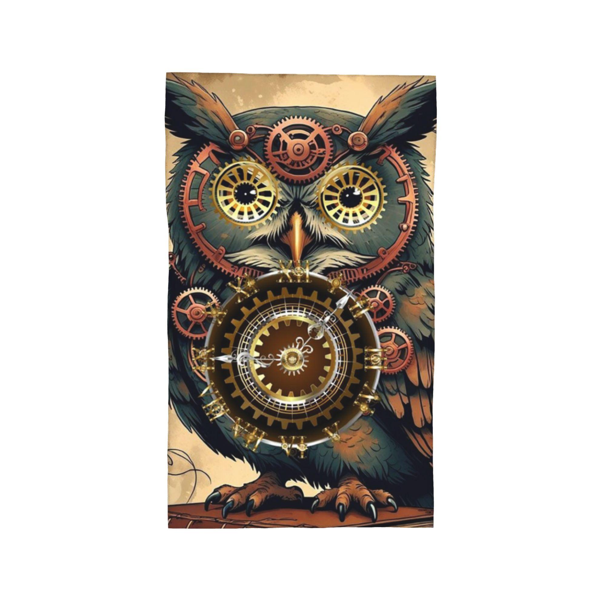 

Steampunk owl with clock and gears Soft Face Towel Quick Dry Pool Bath Cotton Towels Breathable W40*H60(CM)