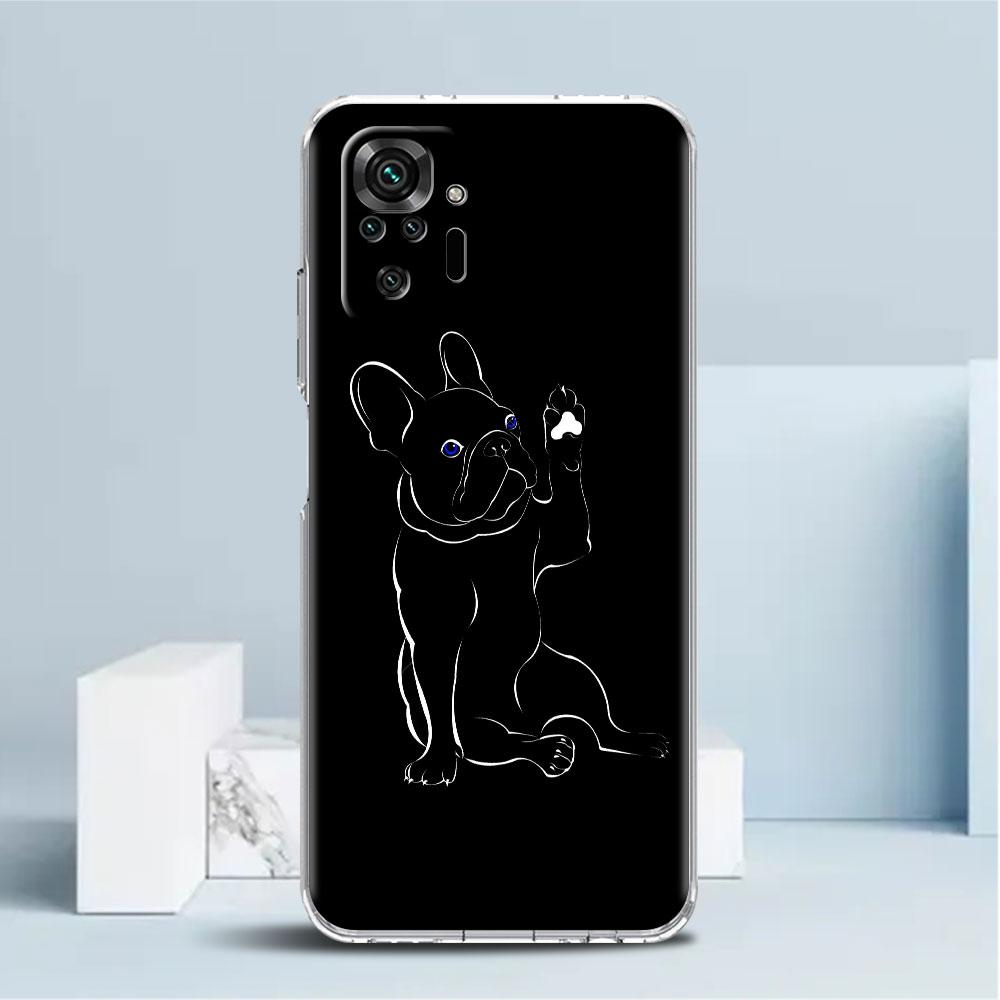 French Bulldog Clear Case For Xiaomi Redmi Note 11 Pro 10 9 9S 8 8T 7 9A 9C 9T 10 10C K40 Transparent Soft Phone Cover