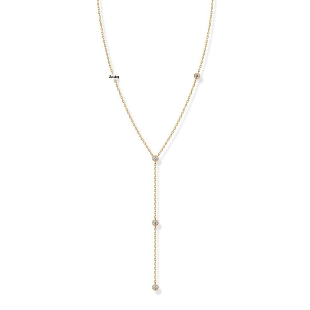 Bohemian Rhinestone Pendant Y-Shaped Clavicle Necklace with Tassels for Women