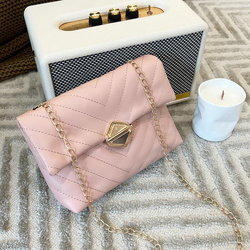 Women's Bag Summer New Urban Simple Oblique Span Shoulder Bag Fashion Lock Diamond Chain Mobile Phone Bag