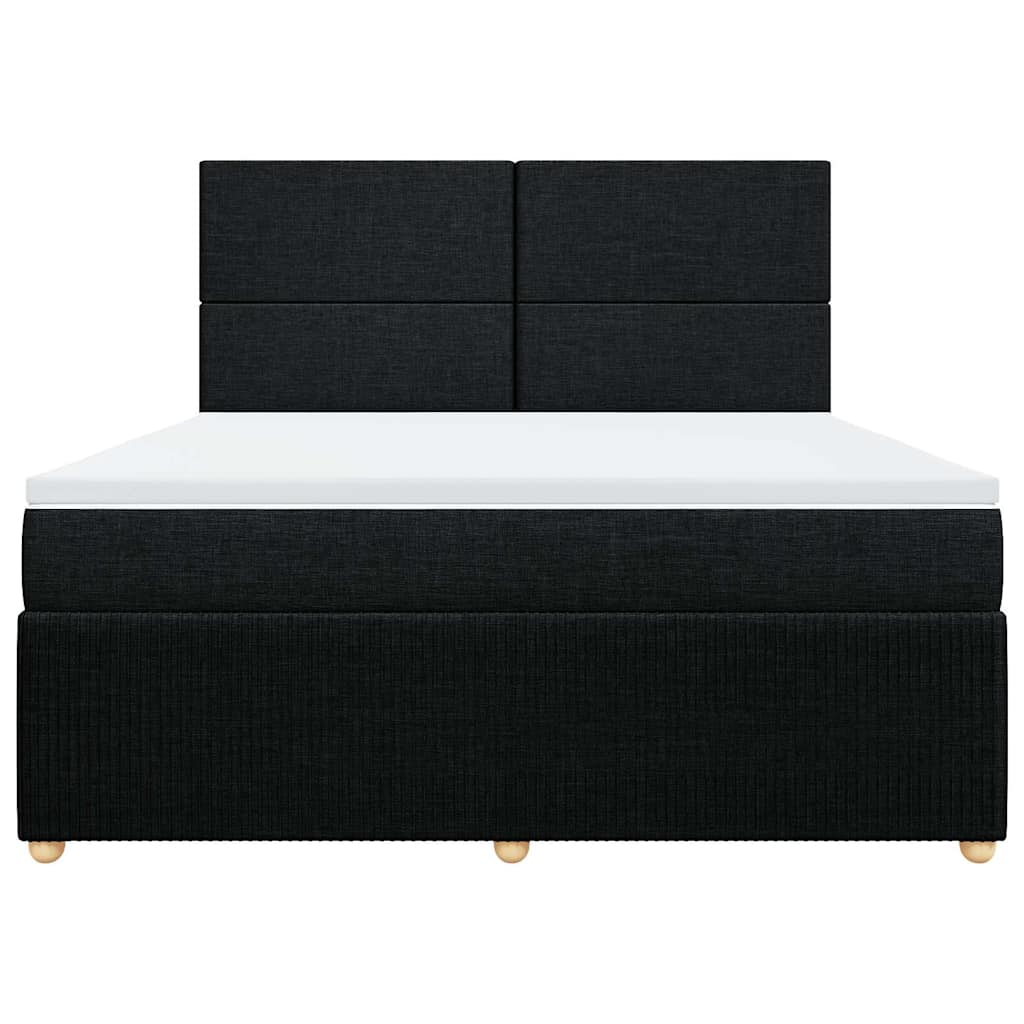 Vidaxl Continental Bed with Mattress, Black, Fabric 180X200 Cm
