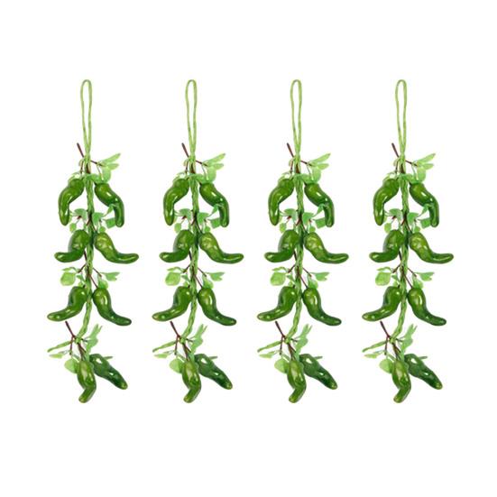 4Pcs Artificial Fruit Vegetable Garland Wall Hanging Fake Banana Strawberry Pumpkin Tomato Cucumber Chili String Farmhouse Kitchen Decoration