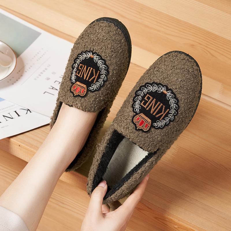 Fashion Women Casual Flat Shoes Soft Loafers Fashion Winter Shoes Comfort Warm Plush Bow Slip On Female Cotton Shoes Zapatos De Mujer