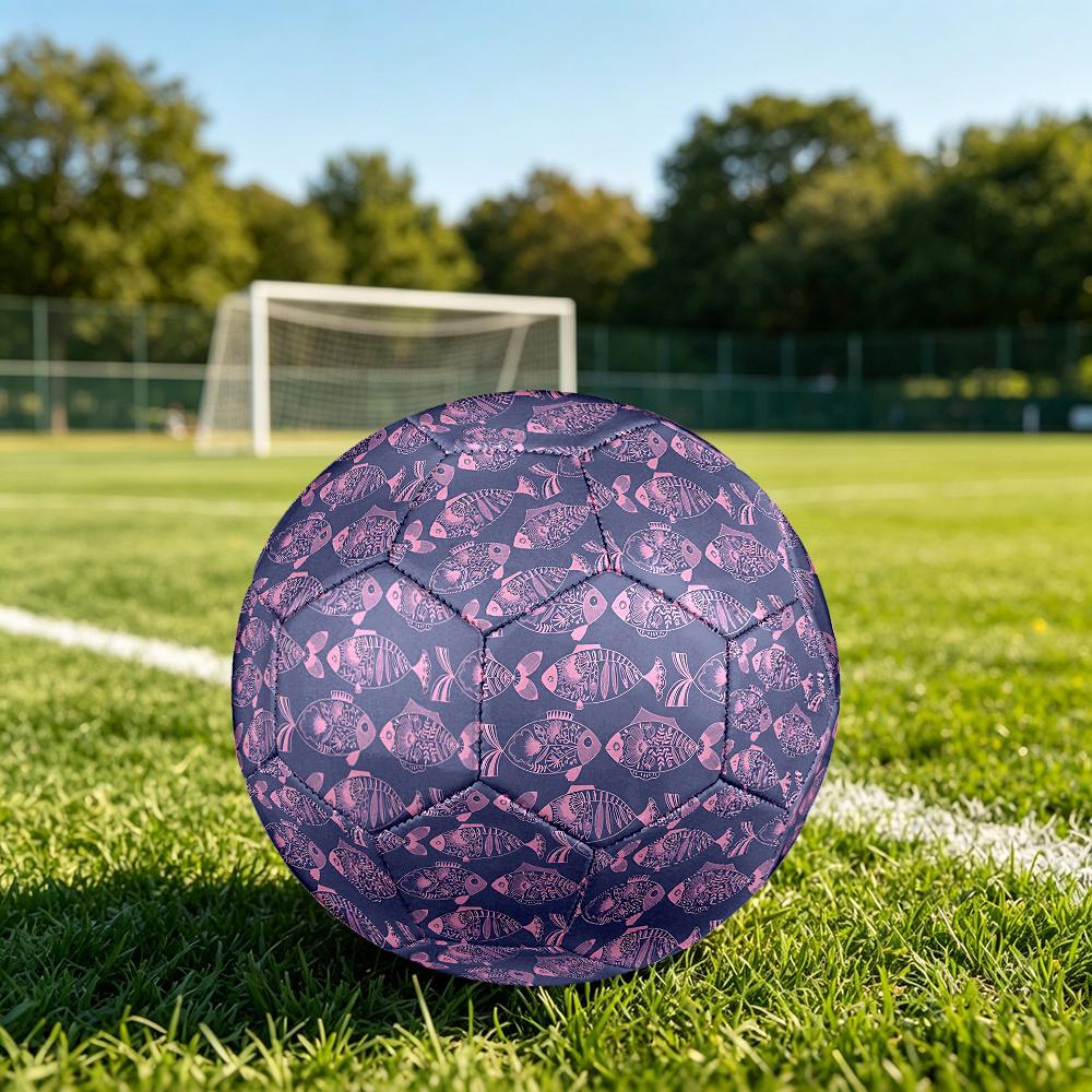 1PC Abstract Fish Patterns Soccer Ball Size 5 Football Machine Sewn Indoor/Outdoor Universal Football Gift W104