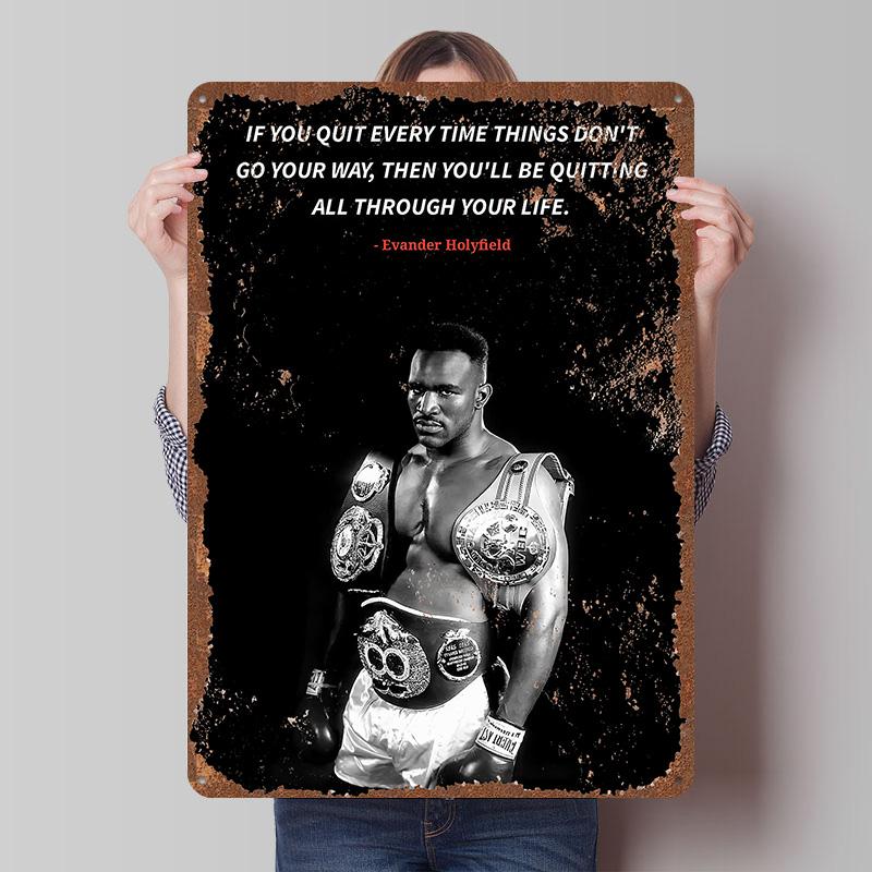 Evander Holyfield Boxer Metal Posters Custom Vintage Metal Signs Wall Art Tin Plaque for Man Cave Home Deco Bedroom Decoration